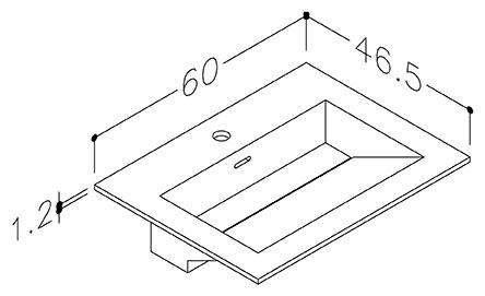 Str&oslash;mberg Corian 60 m&oslash;belvask - 1 hanehul - Mat hvid