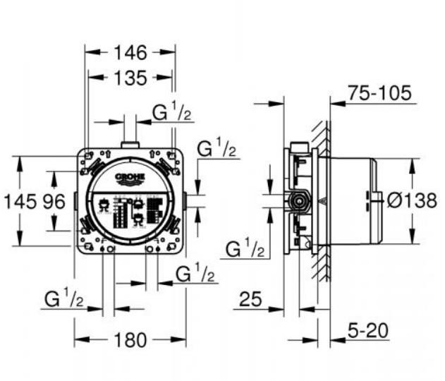 Grohe Essence komplet brusesystem t/indbygning m/Rainshower 310 hovedbrus & SmartActive h&aring;ndbrus - Supersteel