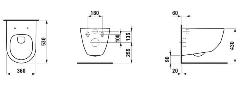 Laufen Pro Rimless mat sort toiletpakke inkl. sæde, mellem cisterne og sort betjening Laufen Pro Rimless mat sort toiletpakke inkl. sæde, mellem cisterne og sort betjening