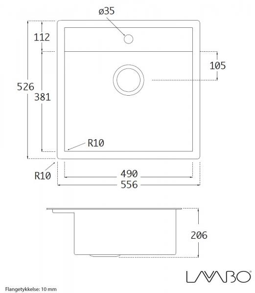 Lavabo Jupiter 60 kompositvask - Antracit-sort/Antracit Lavabo Jupiter 60 kompositvask - Antracit-sort/Antracit