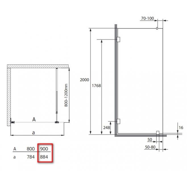 Hafa Infinity brusevæg - Klar glas - Messing - 90 cm Hafa Infinity brusevæg - Klar glas - Messing - 90 cm