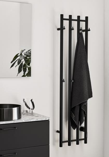 Hafa Grace h&aring;ndkl&aelig;det&oslash;rrer - 34x140 cm - Mat Sort