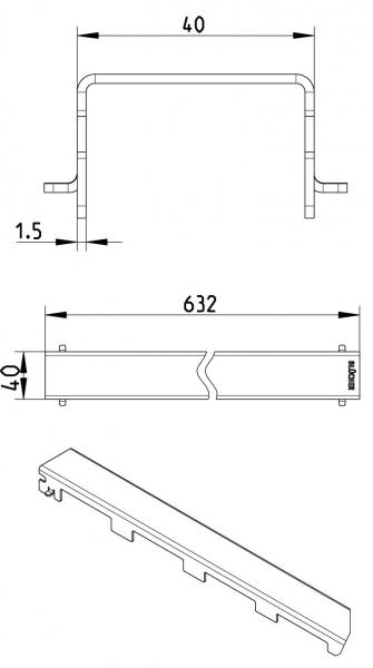 Blucher Waterline 700 mm afløb m/Copenhagen Line rist - Børstet messing Blucher Waterline 700 mm afløb m/Copenhagen Line rist - Børstet messing