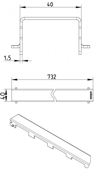 Blucher Waterline 800 mm afløb m/Copenhagen Line rist - Børstet messing Blucher Waterline 800 mm afløb m/Copenhagen Line rist - Børstet messing