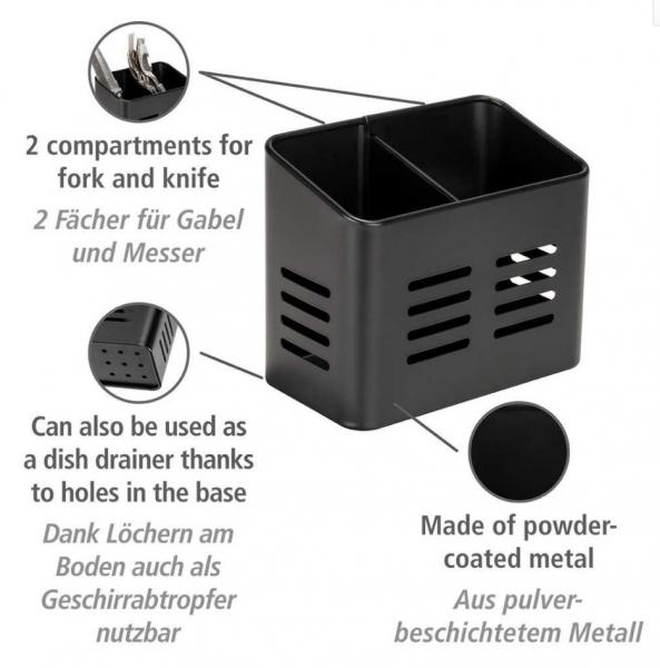 Wenko Baco bestikkurv m/2 rum - Sort metal Wenko Baco bestikkurv m/2 rum - Sort metal