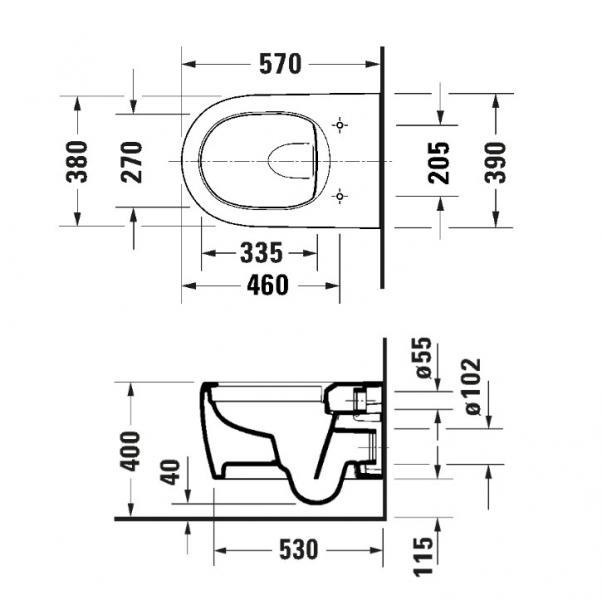 Duravit Collection One Rimless v&aelig;gh&aelig;ngt toilet