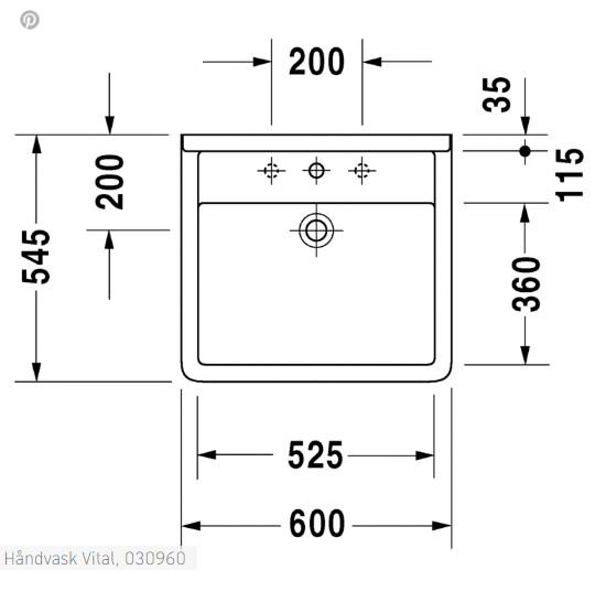 Duravit Starck 3 Vital 60 h&aring;ndvask t/v&aelig;g