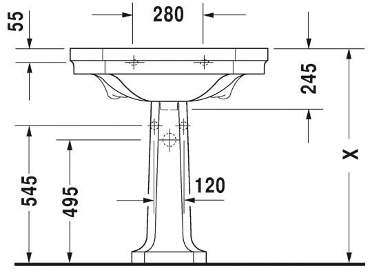 Duravit 1930 80 h&aring;ndvask t/v&aelig;g - 1/3 hanehuller - Wondergliss