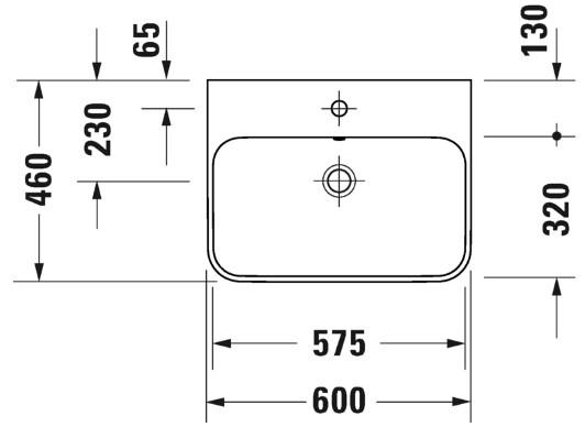 Duravit Happy D.2 Plus 60 bowlevask op til v&aelig;g - 1 hanehul