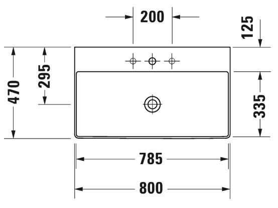 Duravit DuraSquare 80 m&oslash;belvask - Uden hanehul