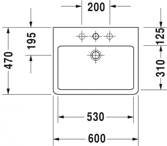 Duravit Vero 60 frist&aring;ende bowlevask - 1 hanehul - Wondergliss