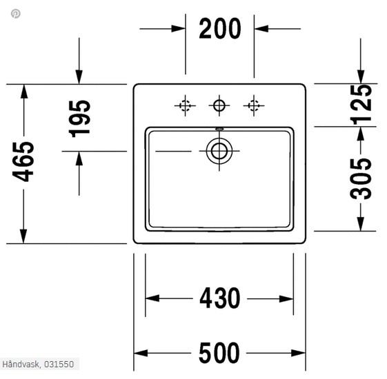 Duravit Vero 50 h&aring;ndvask t/ nedf&aelig;ldning