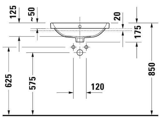 Duravit No. 1 55 h&aring;ndvask t/nedf&aelig;ldning - 1 hanehul