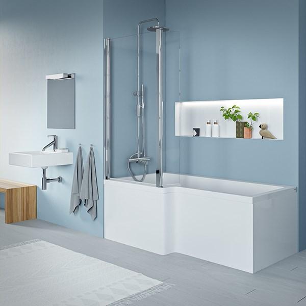 Str&oslash;mberg Quantum badekar t/brus - 150 x 70/85 - Venstre - 1 rygl&aelig;n