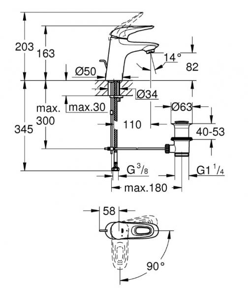 Grohe Eurostyle 2015 h&aring;ndvaskarmatur - Krom