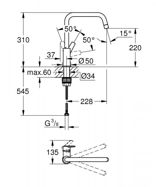 Grohe Start køkkenarmatur m/L-tud - Krom Grohe Start køkkenarmatur m/L-tud - Krom