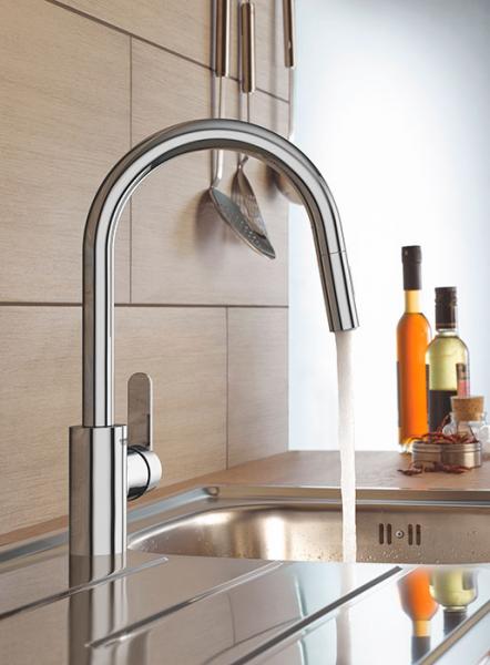 Grohe Get k&oslash;kkenarmatur m/udtr&aelig;k og Dual Spray - Krom