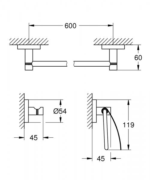 Grohe Essentials tilbeh&oslash;rss&aelig;t 3 i 1 - Krom