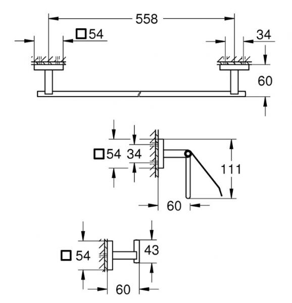 Grohe Start Cube badtilbehørssæt 3i1 - Supersteel Grohe Start Cube badtilbehørssæt 3i1 - Supersteel