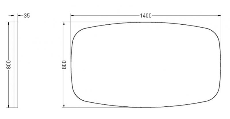 Sanibell Ink SP29 superellipse spejl m/ramme 140 x 80 cm - B&oslash;rstet mat guld