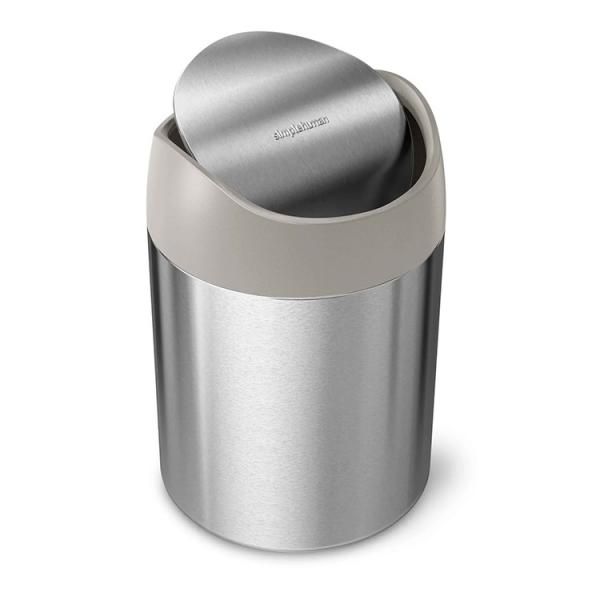 Simplehuman mini affaldsspand m/vippel&aring;g - B&oslash;rstet st&aring;l