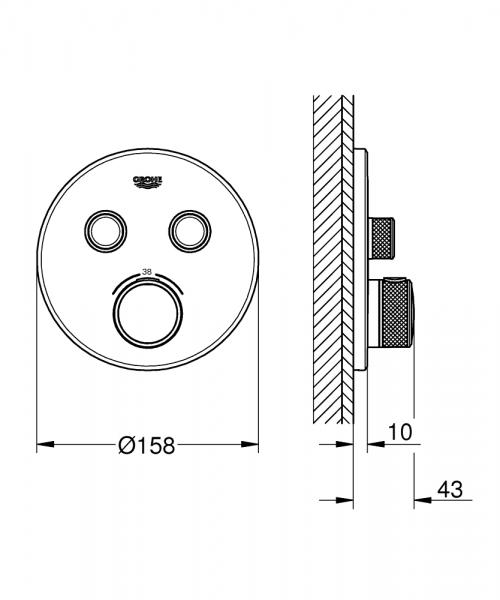 Grohe SmartControl komplet brusesystem m/ Rainshower 310 hovedbruser og SmartActive til indbygning - B&oslash;rstet Hard Graphite
