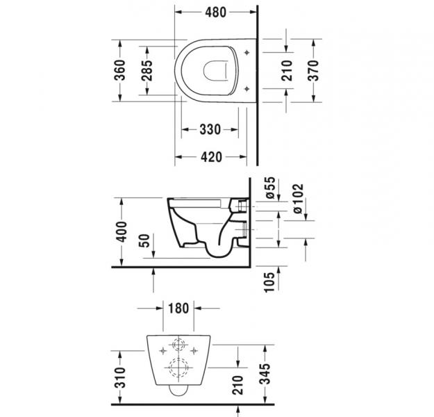 Duravit Me by Starck Compact Rimless toiletpakke inkl. s&aelig;de m/softclose, cisterne og hvid betjening