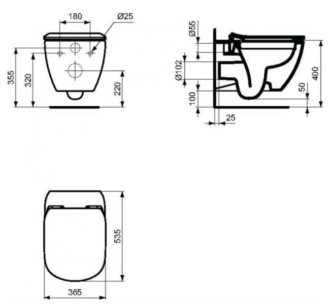 Ideal Standard Tesi RIMless+ toiletpakke inkl. s&aelig;de m/softclose, cisterne og hvid betjening