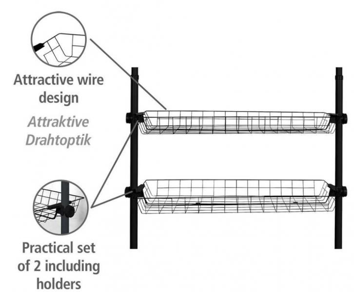 Wenko Hercules tr&aring;dhylder 94 cm - 2 stk - Sort
