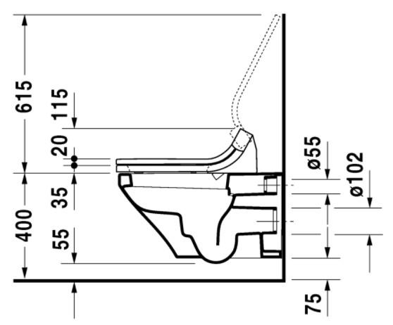 Duravit DuraStyle Rimless hængeskål til sensowash sæde Duravit DuraStyle Rimless hængeskål til sensowash sæde