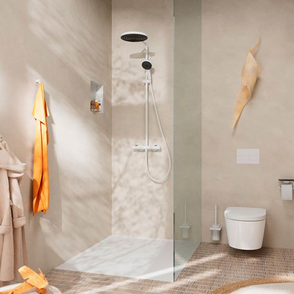 hansgrohe Pulsify S Puro & Tecturis komplet pakke til badev&aelig;relset - Mat hvid
