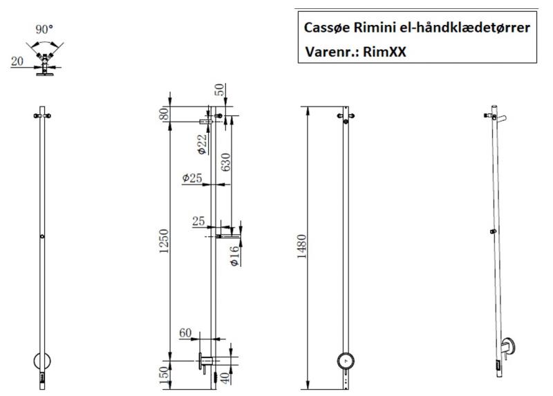Cassøe Rimini håndklædetørrer - Gunmetal Cassøe Rimini håndklædetørrer - Gunmetal