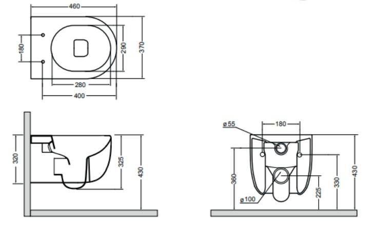 Lavabo Glomp Mat hvid Mini rimless toiletpakke inkl. s&aelig;de m/soft-close, cisterne og mat sort betjening