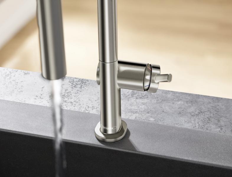 hansgrohe Talis M54 k&oslash;kkenarmatur 210 m/C-tud og udtr&aelig;k - Rustfrit st&aring;l finish