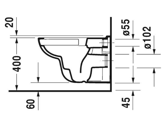 Duravit D-Code RIMless toiletpakke inkl. s&aelig;de m/softclose, cisterne og sort betjening
