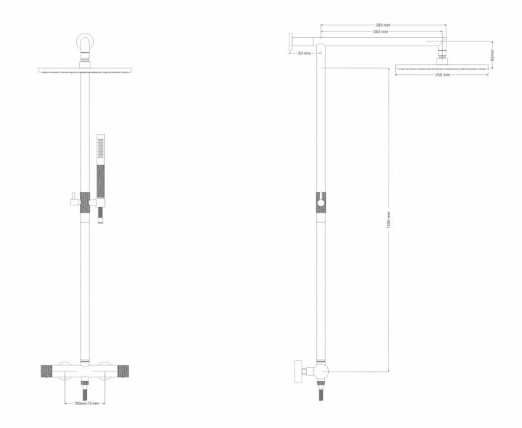 Cassøe Crystal Cut komplet brusesystem - T8 - Mat sort Cassøe Crystal Cut komplet brusesystem - T8 - Mat sort